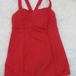 lululemon Red Workout Tank Built In Bra